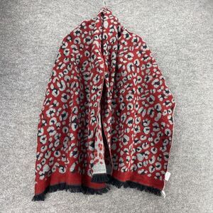 New Gordmans Cape Sweater Women S Small Red Animal Print Knit Open Front Casual